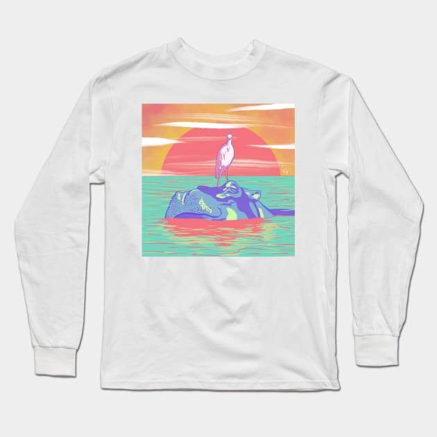 Happy happy hippo Long Sleeve T-Shirt by Créa'RiBo